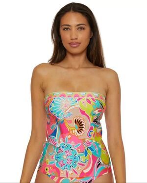 Trina Turk NWT size 6 colorful banded Tankini swim top